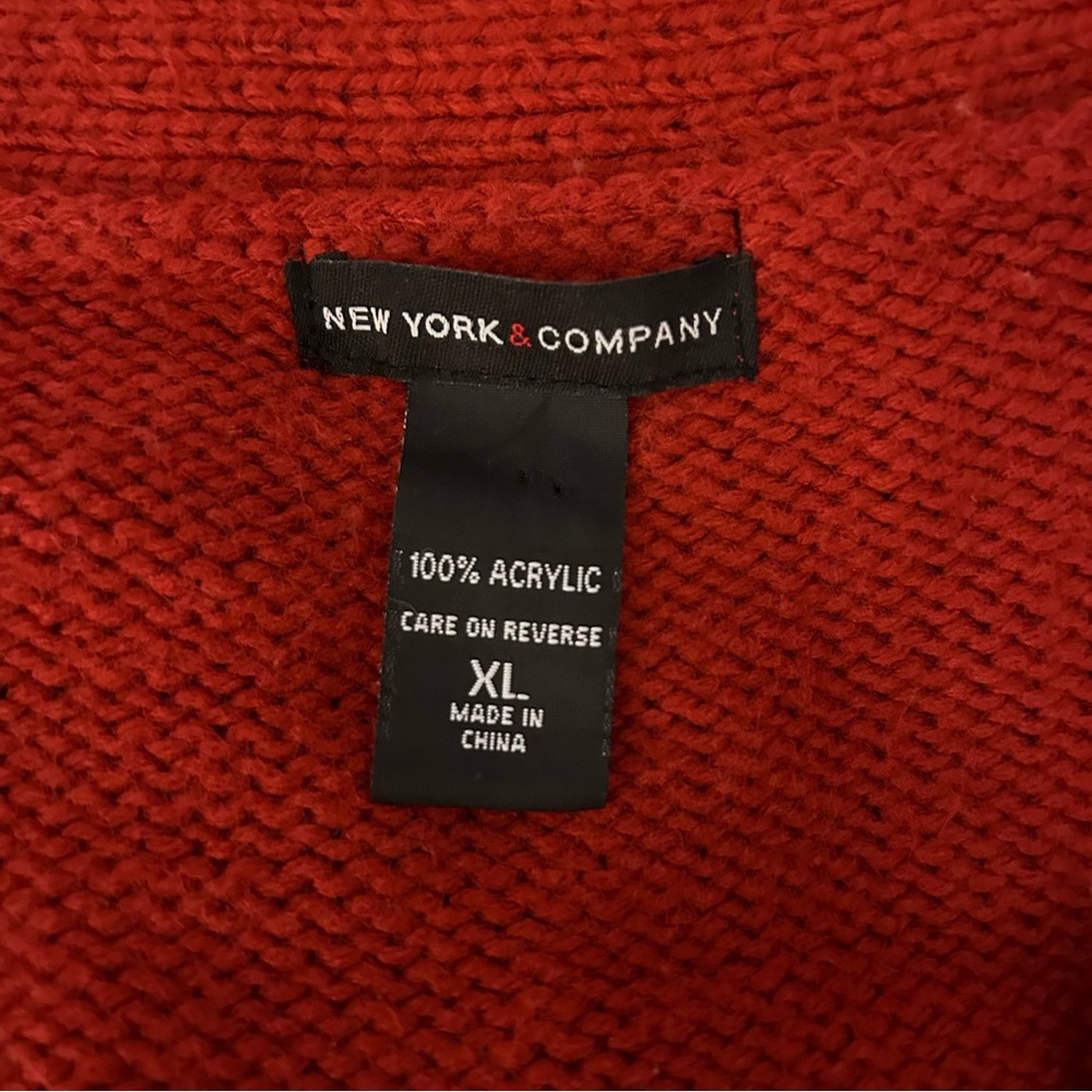 new york & company knit cardigan red sweater size xl